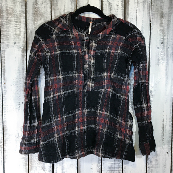 Free People wool plaid JOHNNY ON THE SPOT tunic - Picture 3 of 8
